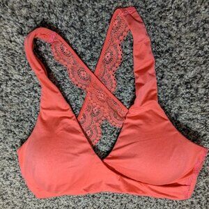Gilligan & OMalley Orange Laceback Lounge Bralette S Lace Barbiecore Cute Sexy